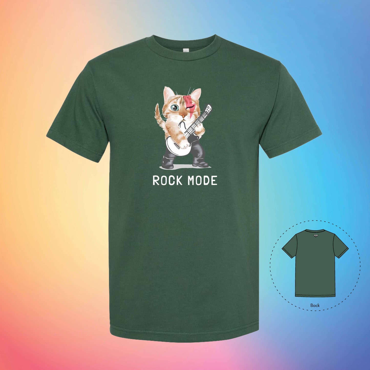 LET'S ROCK | Meow T-Shirt (Forest Green)