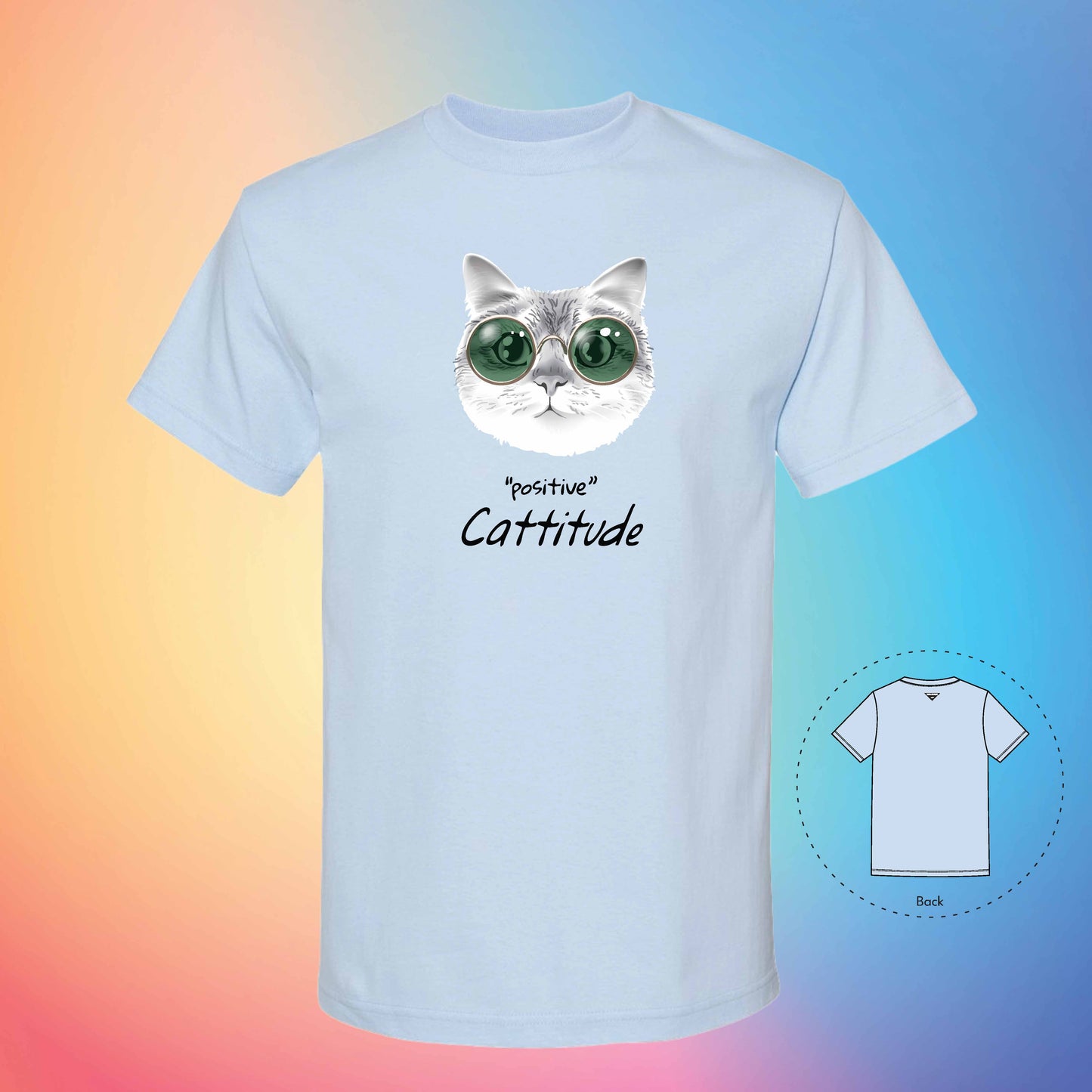 STAY POSITIVE | Meow T-Shirt (Powder Blue)