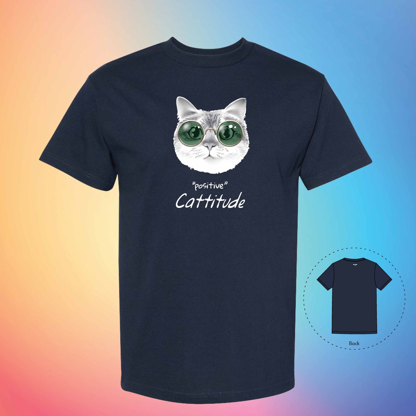 STAY POSITIVE | Meow T-Shirt (True Navy)