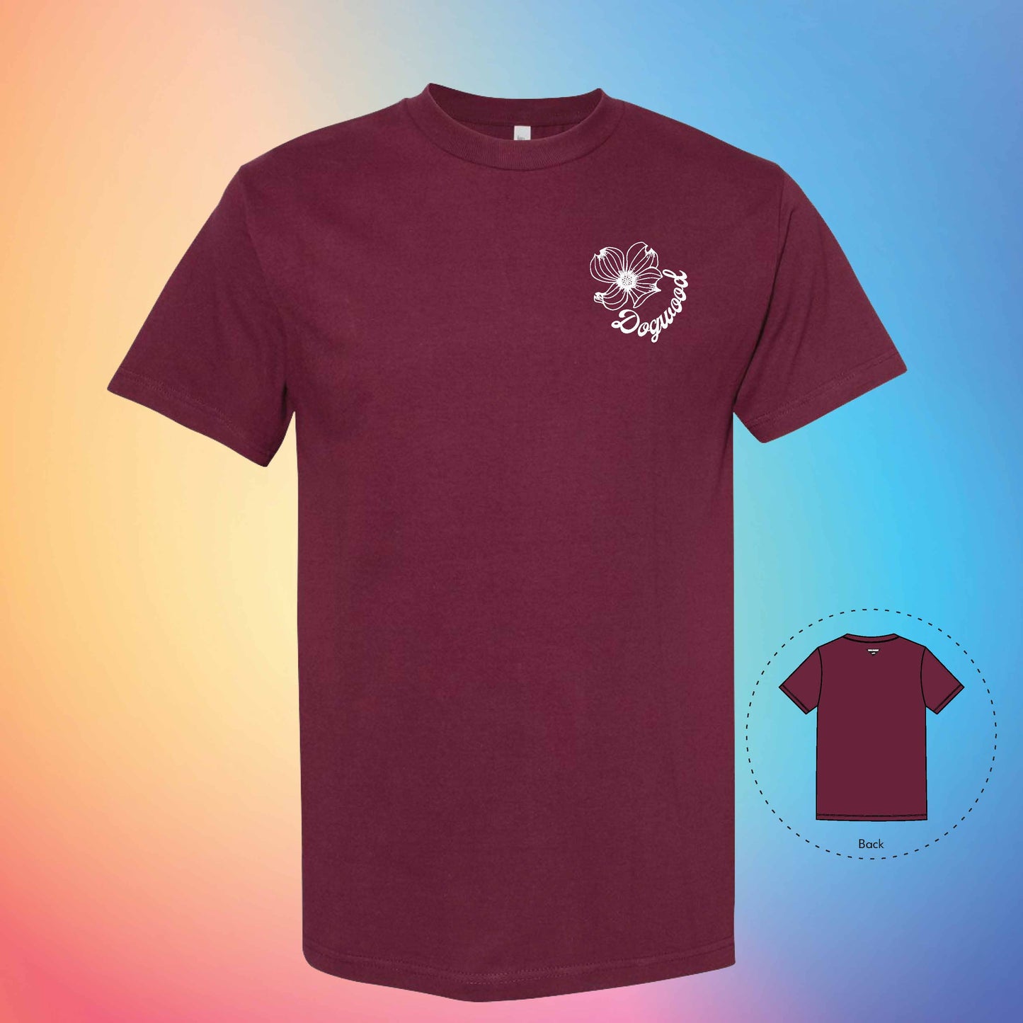 DOGWOOD Flowers and Leaves Tee (Burgundy)
