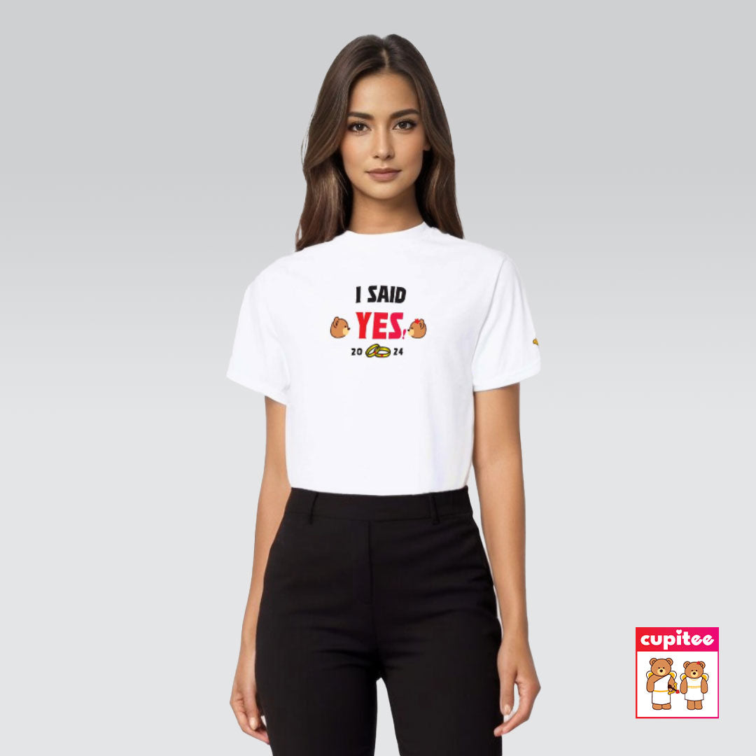 Model wearing I Said YES! Cupid T-Shirt (White)