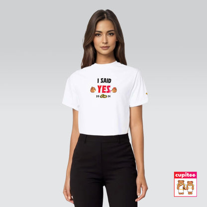 Model wearing I Said YES! Cupid T-Shirt (White)