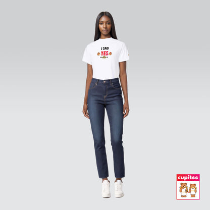 Model wearing I Said YES! Cupid T-Shirt (White)