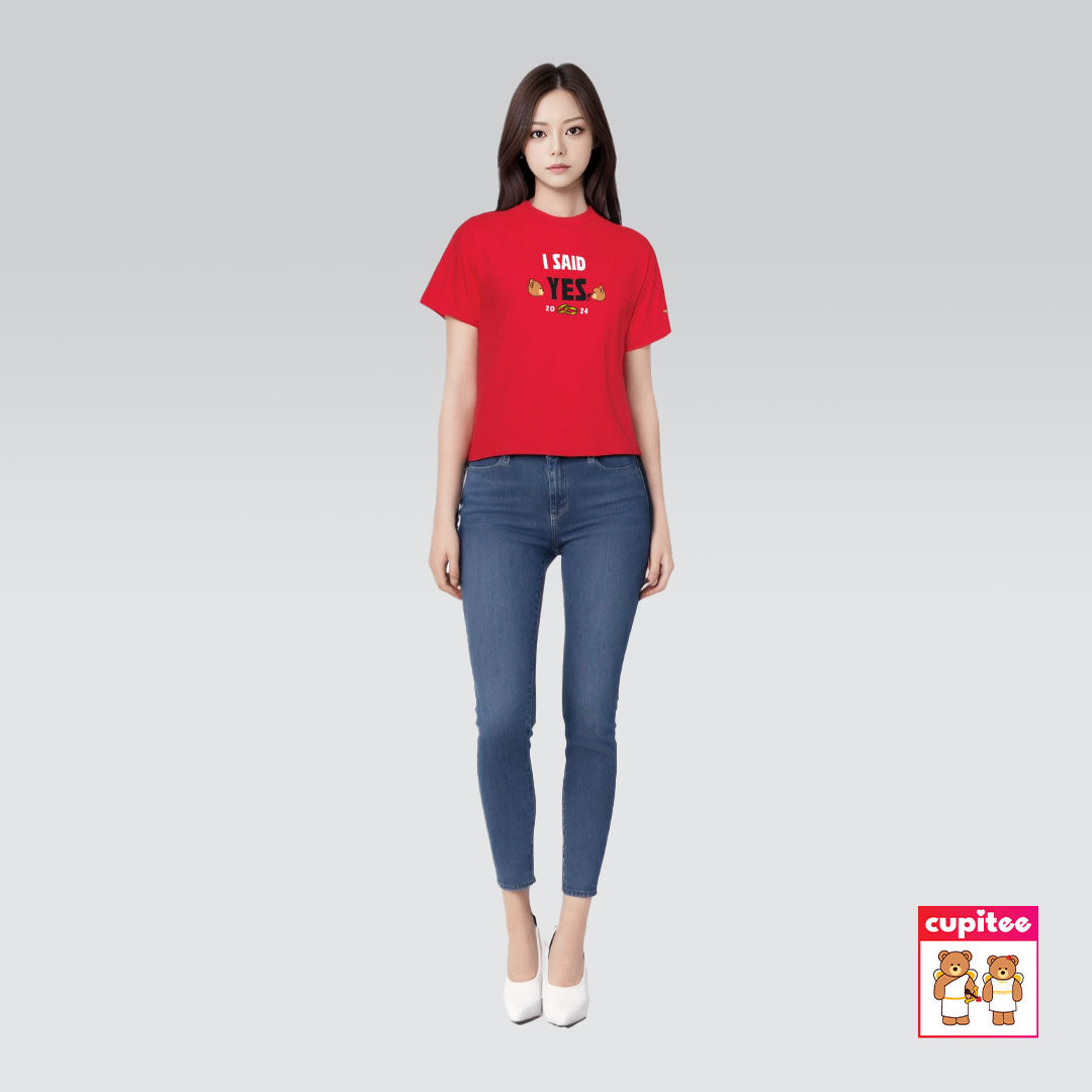 Model wearing I Said YES! Cupid T-Shirt (Red)
